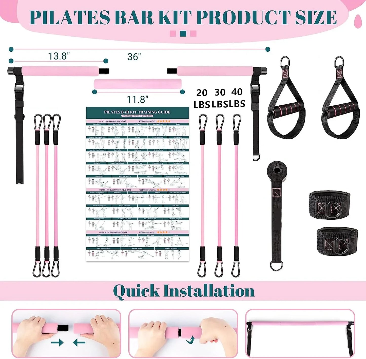 SPORTICOOL™ Fitness Yoga Pilates Bar Kit